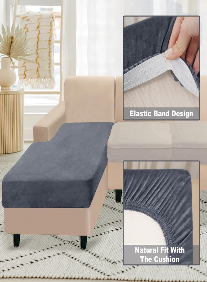 NAISI Sectional Couch Cover 1 Piece Velvet Separate Chaise Lounge Cover Soft Stretch Sofa Slipcovers for Left/Right Chaise Sectional Couch(Chaise Lounge,Dark Grey) - Image 5